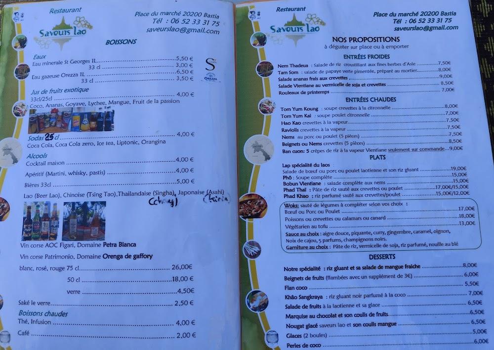 Restaurant Saveurs Lao - Menu Image 1